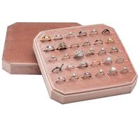 COWFEX Multiple Velvet Ring Storage Organizer Display Tray Jewelry Box Earring Holder Case for Wedding Birthday Christmas Day (Blush Peach)