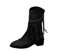 Cowgirl Ankle Boots Carnival Costumes Boots Leather Jackets Western Party for the Street in Winter Suede Boots for Women with Fringes Block Heel