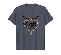Cowgirl at Heart Western Rodeo Lasso Love Longhorn T-Shirt, Men, Heather Blue, 6XL