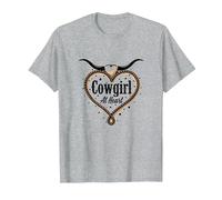Cowgirl at Heart Western Rodeo Lasso Love Longhorn T-Shirt, Men, Heather Grey, 6XL
