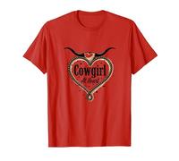 Cowgirl at Heart Western Rodeo Lasso Love Longhorn T-Shirt, Men, Red, 3XL