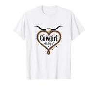 Cowgirl at Heart Western Rodeo Lasso Love Longhorn T-Shirt, Men, White, 6XL