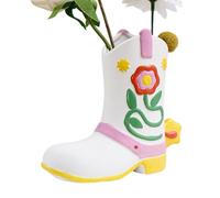 Cowgirl Boot Flower Vase, Cowboy Boot Flower Vase Hanging Pocket Wall Vases, Ceramic Cowboy Boots Planter Cowgirl Decor For Flowers, Creative Desk Ornament For Home Living Room Farmhouse Decoration