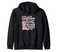 Cowgirl Boots and Rodeo Life Horse Lover Western Vibes Zip Hoodie