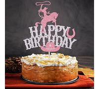 Cowgirl Cake Toppers ，Happy Birthday Cake Topper Decoration，Western Cowgirl Themed Cake Decoration，Baby Shower Cake Decoration,Girls Women Cowgirls Happy Birthday Party Supplies