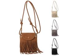 Cowgirl Costume Women's Handbag Women's Boho Style Y2k Small Bag Shoulder Bag Elegant Vintage Handbag 70s with Tassel Crossbody Saddle Bag Work Bag Hippie Accessories, brown, One Size