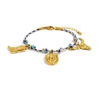 Cowgirl Cowboy Hat Boot Bull Braided Rope Bracelet - Stainless Steel Golden Plated Chain Adjustable Bracelets Western Rodeo Country Concert Party Costume Accessories Charms Fashion Jewelry for Women