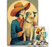 Cowgirl Dog in Wildflowers 1000 Piece Jigsaw Puzzles,Challenging Game And Family Play for Is Ideal As A Gift for The Whole Family (75x50cm)