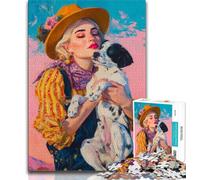 Cowgirl Dog in Wildflowers 1000 Piece Jigsaw Puzzles for Teenagers,Challenging Game Gifts for Is Ideal As A Gift for The Whole Family (50x75cm)