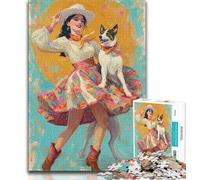 Cowgirl Dog in Wildflowers Jigsaw Puzzles for Adults 1000 Pieces,Challenging Game And Family Play for Is Ideal As A Gift for The Whole Family 38x26cm