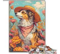Cowgirl Dogs in Wildflowers Jigsaw Puzzles for Adults Teenagers Jigsaws Puzzle, for Age 14+ Fun Games Fun Activities at Home, Birthday Gifts, Travel Gifts (26x38cm)
