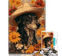Cowgirl Dogs in Wildflowers Puzzles for Teenagers 1000 Pieces,Challenging To Complete But Fun And Humorous with Matching Poster And Trivia Sheet (38x26cm)