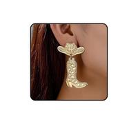 Cowgirl Earrings for Women Western,14k Gold Plated Cowboy Boot Hat Studs Texas Boots Spur Dangle Earring Western for Women Hypoallergenic Jewelry Gifts, L, Alloy Steel, No Gemstone