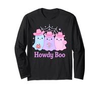 Cowgirl Ghosts Howdy Boo Cute Western Cowboy Hat Halloween Long Sleeve T-Shirt