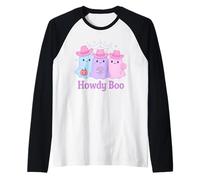 Cowgirl Ghosts Howdy Boo Cute Western Cowboy Hat Halloween Raglan Baseball Tee