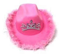 Cowgirl Hat Costume Carnival Headwear,Disco Prom Cowboy Hat,Game Costume,Bridesmaids,Ladies/Men Western Hat (A-Pink, Fluff)