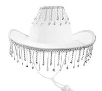 Cowgirl Hat For Adult Cowboy Hat With Rhinestones Fringe Rave Hats Fit Most Women For Theme Party Black White Cowboy Rhinestones Fringe Cowgirl Costume Women Adult Girls To Wear Western Party