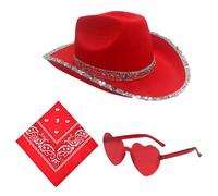 Cowgirl Hats Women - Pink Cowgirl Hat, Fashionable Cowboy Hat | Good Choice Hats Women, Heart Moons Bandana Carnival Dress Up Supplies, 3 Cowgirl Pack for Parties 37x29x1