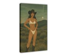 Cowgirl in Desert Poster Canvas Poster Bedroom Decor Landscape Office Room Decor Gift 08x12inch(20x30cm)