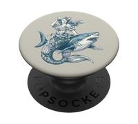 Cowgirl Mermaid Riding Shark Funny Western Rodeo Howdy PopSockets Adhesive PopGrip