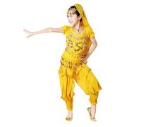 Cowgirl Outfit Kids Girls Egyptian Costume Pink Sequin Skirt Jumpsuit Flash Belly Dancing Policeman Indian Dance Firefighter Baby Boys Pyjama Sets Harem Pants Costumes for,Yellow,11-12 Years