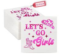 Cowgirl Party Decorations - Bachelorette Party Decorations, Lets Go Girls Western Disco Cowgirl Last Rodeo bachelorette Decorations, Bridal Shower Party Hot Pink Foil Cocktail Napkins (52 Pcs)