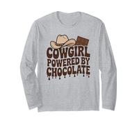 Cowgirl Powered By Chocolate Funny Western Country Rodeo Long Sleeve T-Shirt