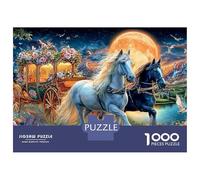 Cowgirl Ride 1000 Piece Cardboard Horse Moonlit Magical Forest Puzzle Bundle Teens Hard Challenge Brain Training Family Evening Travel Compact 70x50cm/1000pcs