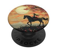 Cowgirl Riding At Sunset PopSockets Adhesive PopGrip