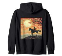 Cowgirl Riding At Sunset Zip Hoodie