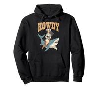 Cowgirl Riding Shark Rodeo Art Funny Western Summer Howdy Pullover Hoodie