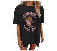 Cowgirl Shirts for Women Western Cowgirls Oversized T Shirt Retro Country Music Tee Casual Short Sleeve Tops 2025 New Blouses for Women UK Tops for Women UK