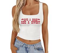 Cowgirl Tank Tops for Women Western Rodeo Crop Top Cowboy Country Concert Sleeveless Graphic Tees
