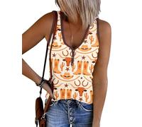 Cowgirl Tank Tops Women Country Concert Outfits Western Rodeo Cowboy Crop Top Country Music Shirts Skull Graphic Vest, Brown, M