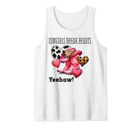 Cowgirls Break Hearts Shirt,Pink Black and White Cow Cowgirl Tank Top