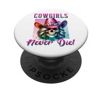 Cowgirls Never Die Skull Art Wild West Sassy Rodeo Queen PopSockets Adhesive PopGrip