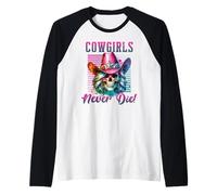 Cowgirls Never Die Skull Art Wild West Sassy Rodeo Queen Raglan Baseball Tee