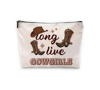 Cowgirls Retro Western Boots Hat Makeup Bag Long Live Cowgirls Cosmetic Bag Makeup Bag for Western Cowgirl Enthusiasts Country Girl Gifts Western Cosmetic Bags Birthday Christmas Friend Gifts, Mixed