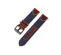 Cowhide 20mm 22mm Leather Watch Band Butterfly Buckle Fit for Huawei GT5/4 46mm /Samsung Galaxy 7 6 5 4(Blue pin buckle,22mm)