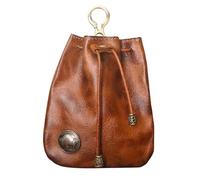 Cowhide Bag,Car Key Case - Leather Drawstring Change Purse, Key Ring Purse, Coin Organizer Bag for Keys