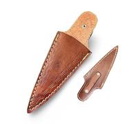 Cowhide Brown Leather Sheath for Scottish Sgian Dubh Knife - 21cm with Belt Loop & Punch Design