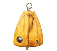 Cowhide Coin Purse | Portable Key Pocket - Drawstring Coin Wallet, Leather Wallet, Material, Money Storage Loose Change Organizer for Cash, Credit Card, Yellow, verwijzen naar de