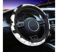 Cowhide, Cow Skin Print Pattern Steering Wheel Cover Universal 15 Inch Sports Style Elastic Breathable Comforts Car Steering Wheel Accessories