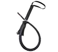 Cowhide Equestrian Supplies Riding Whip Tame The Whip Equestrian Whip Outdoor Self-Defense Equipment Soft And Sturdy 80CM Long,Black