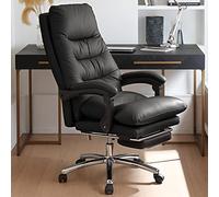 Cowhide Executive Office Chair - Reclining Function with Footrest for Enhanced Comfort and Support