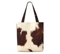 Cowhide Fur Cow Hair Skin Brow And White Domestic Animal Pattern,Reusable Grocery Bags Shopping Tote Bags Large Capacity Canvas Shoulder bag