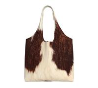 Cowhide Fur Cow Hair Skin Brow And White Domestic Animal Pattern,Reusable Tote Bags Grocery Bags Large Capacity Canvas Shopping Shoulder bag