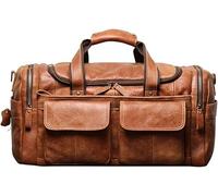 Cowhide Hand Travel Bag Abrasive Leather Men's Fitness Duffel Bag Leather Crossbody Shoulder Bag(2)