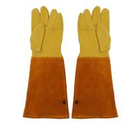 Cowhide Leather Gardening Gloves Long Cuff Thorn Resistant for gauntlet | Ergonomic for keystone Thumb Design Breathable for durable Material For Pruning Roses Cacti Weeding