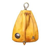 Cowhide Leather Purse Small - Small Purse, Practical Purse Made of Cowhide Leather | Cowhide Wallets for Women, Genuine Leather Coin Purse with Drawstring, Classic Change Bag with Secure Cord, Yellow,